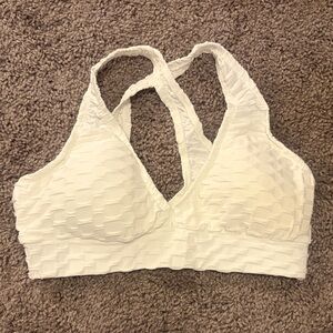 Women's White Textured sports bra